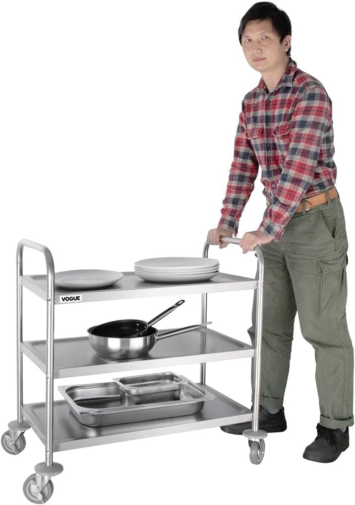 3 Tier Clearing Trolley Medium 855x810x455MM Stainless Steel