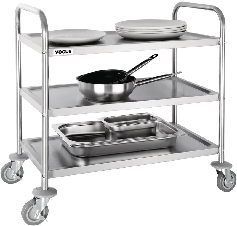 3 Tier Clearing Trolley Medium 855x810x455MM Stainless Steel