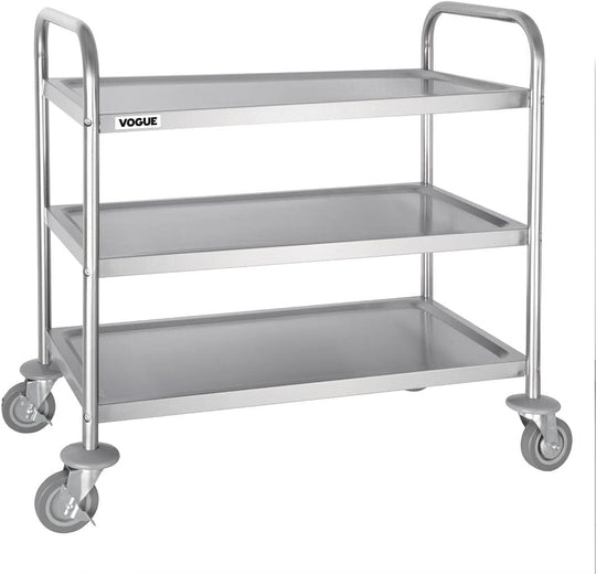 3 Tier Clearing Trolley Medium 855x810x455MM Stainless Steel