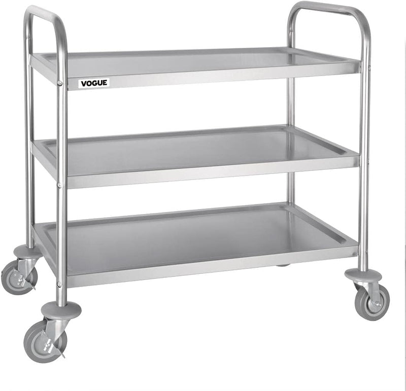 3 Tier Clearing Trolley Medium 855x810x455MM Stainless Steel