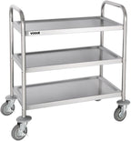 3 Tier Clearing Trolley Medium 855x810x455MM Stainless Steel