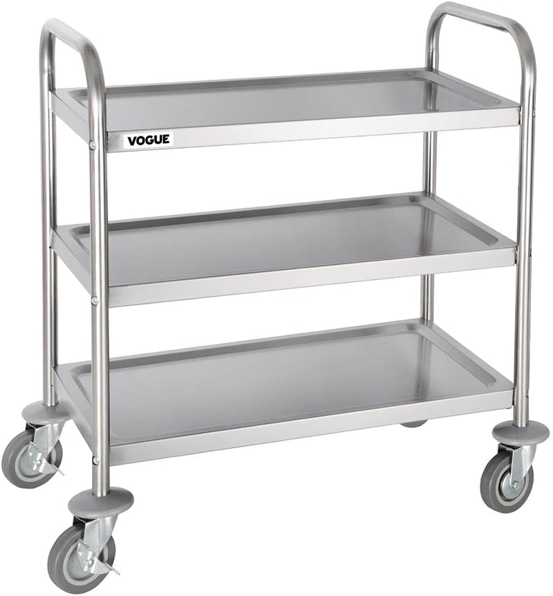 3 Tier Clearing Trolley Medium 855x810x455MM Stainless Steel