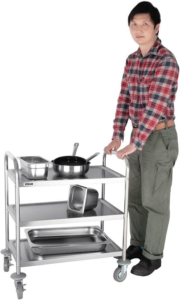 3 Tier Clearing Trolley Medium 855x810x455MM Stainless Steel