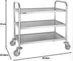 3 Tier Clearing Trolley Medium 855x810x455MM Stainless Steel