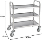 3 Tier Clearing Trolley Medium 855x810x455MM Stainless Steel