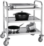 3 Tier Clearing Trolley Medium 855x810x455MM Stainless Steel