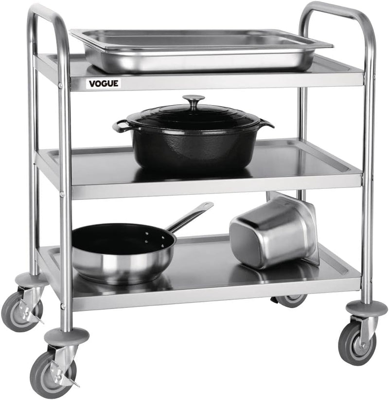 3 Tier Clearing Trolley Medium 855x810x455MM Stainless Steel