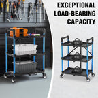 3-Tier Collapsible Service Cart 96KG Folding