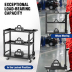 3-Tier Collapsible Service Cart with Wheels 96KG