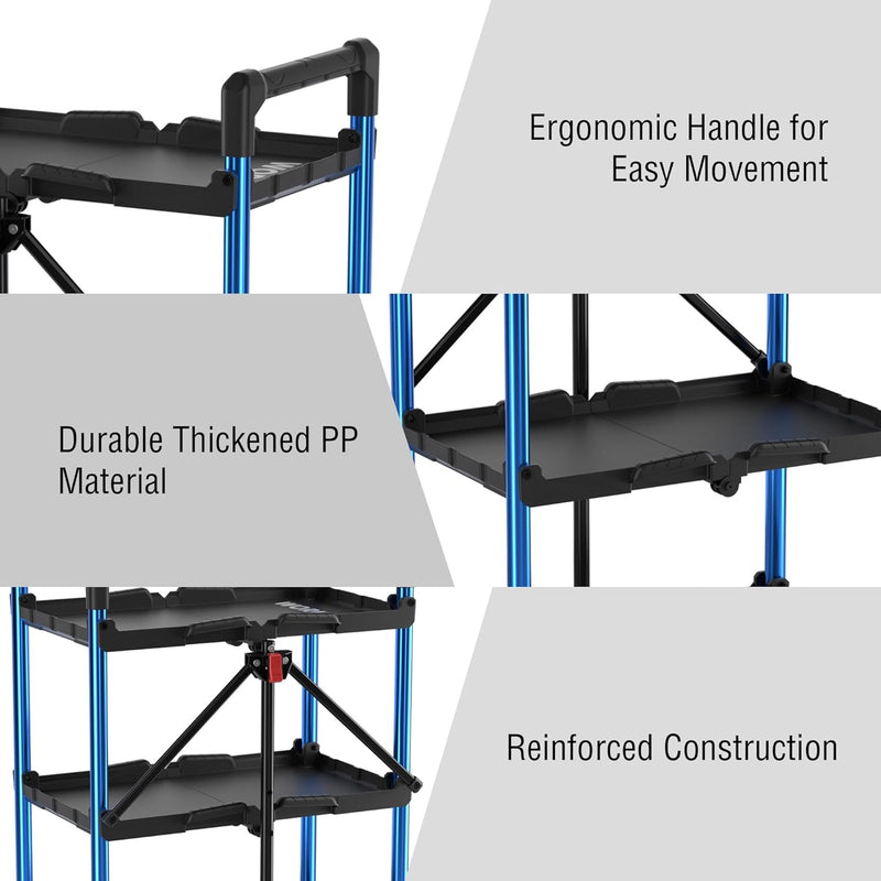 3-Tier Collapsible Service Cart with Wheels 96KG