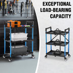 3-Tier Collapsible Service Cart with Wheels 96KG