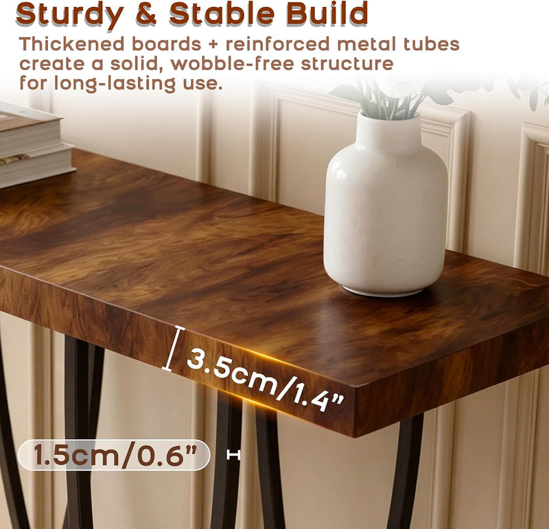 3-Tier Console Table with Curved Metal Frame