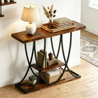 3-Tier Console Table with Curved Metal Frame