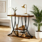 3-Tier Console Table with Curved Metal Frame