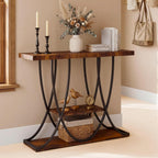 3-Tier Console Table with Curved Metal Frame