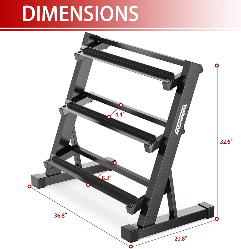 3 Tier Dumbbell Rack Home Gym Storage Stand