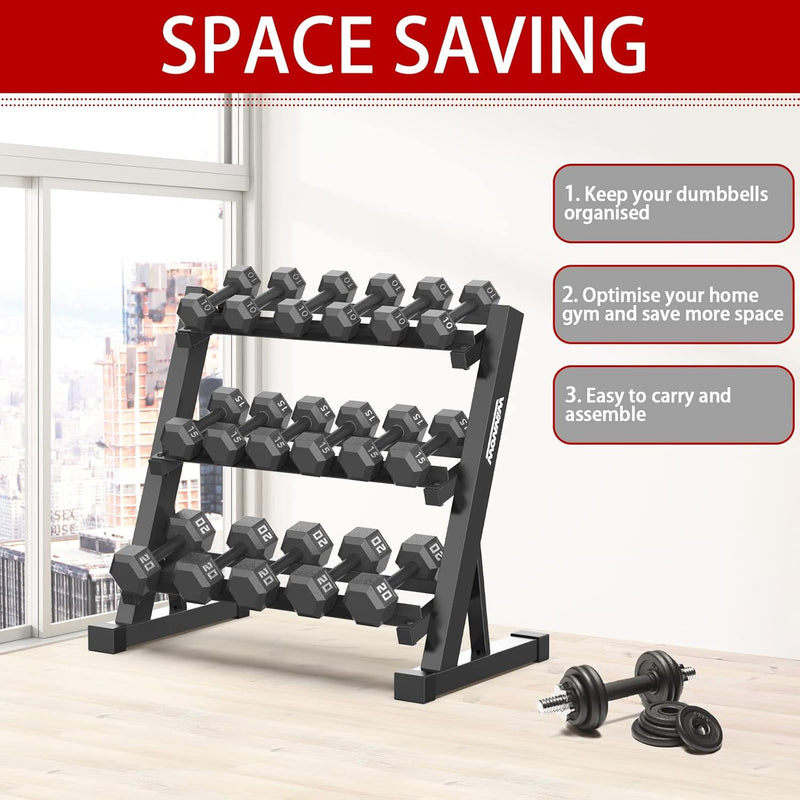 3 Tier Dumbbell Rack Home Gym Storage Stand