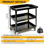 3-Tier Extra-Large Heavy-Duty Rolling Tool Cart 550lbs Utility