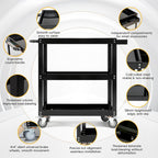 3-Tier Extra-Large Heavy-Duty Rolling Tool Cart 550lbs Utility