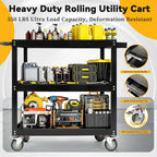 3-Tier Extra-Large Heavy-Duty Rolling Tool Cart 550lbs Utility
