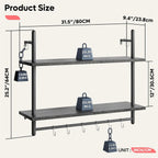 3 Tier Floating Pipe Shelving Industrial Wall
