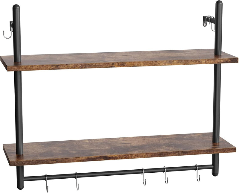 3 Tier Floating Pipe Shelving Industrial Wall