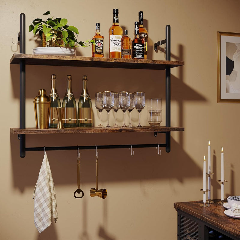 3 Tier Floating Pipe Shelving Industrial Wall