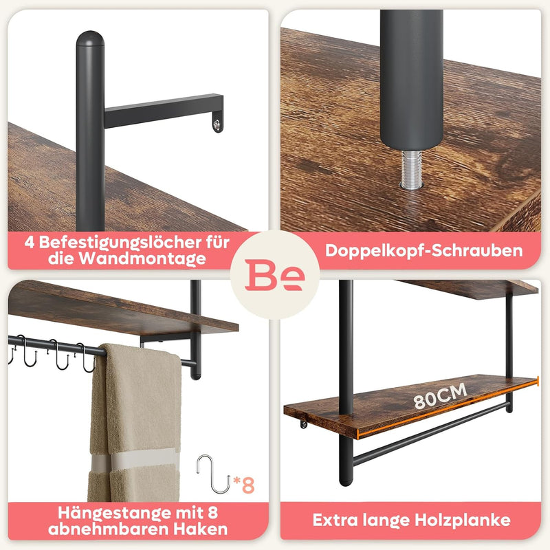3 Tier Floating Pipe Shelving Industrial Wall