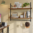 3 Tier Floating Pipe Shelving Industrial Wall