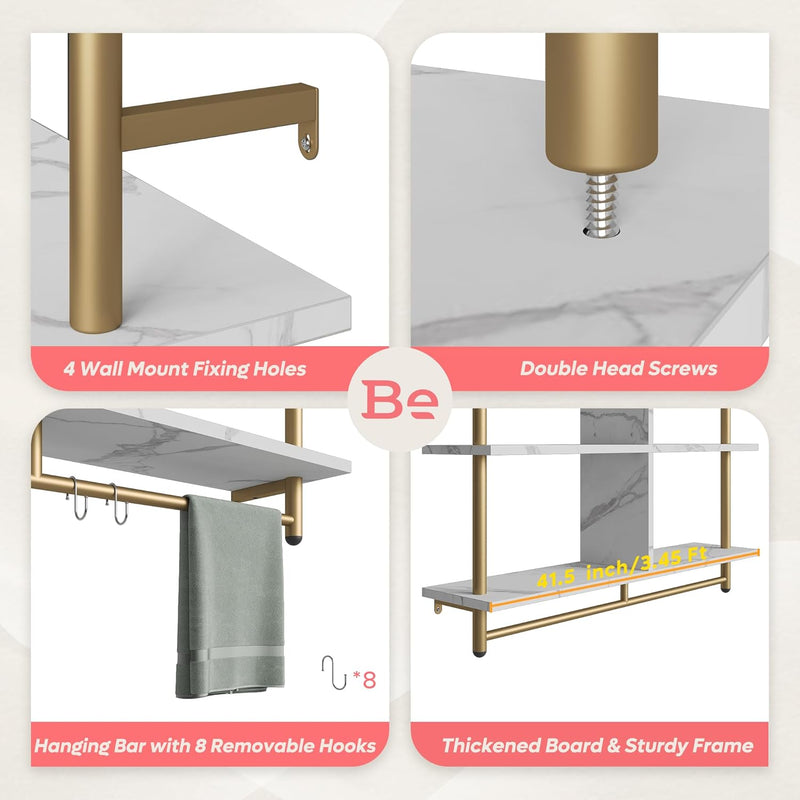 3 Tier Floating Pipe Shelving Industrial Wall
