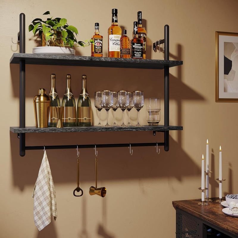 3 Tier Floating Pipe Shelving Industrial Wall