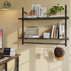 3 Tier Floating Pipe Shelving Industrial Wall