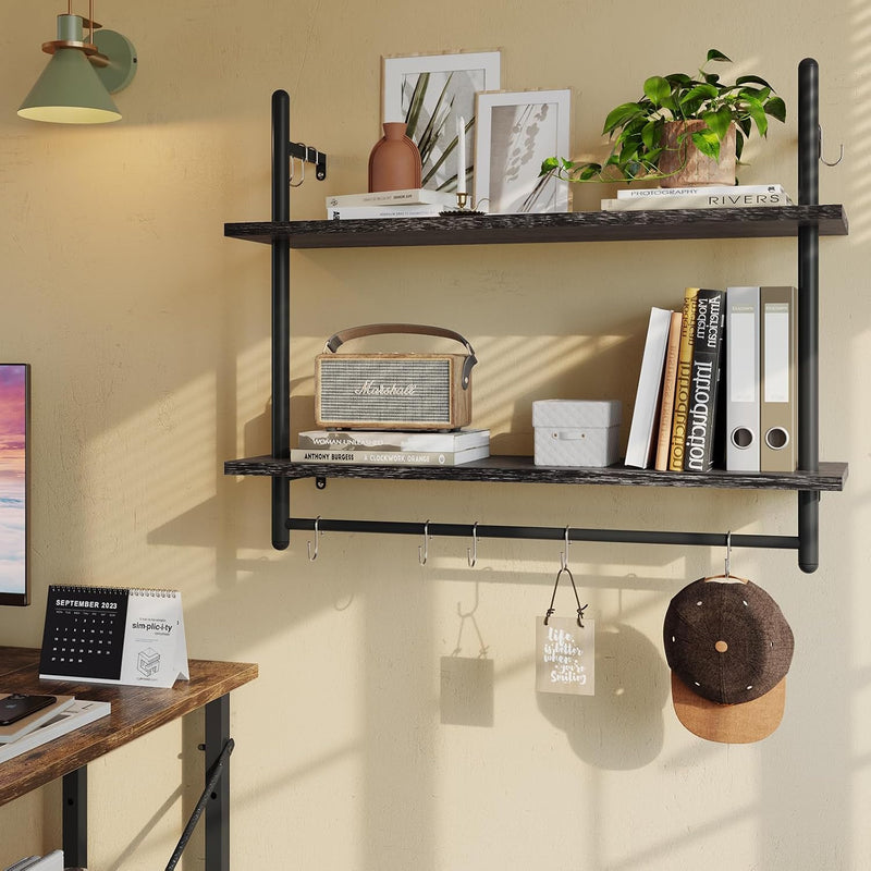 3 Tier Floating Pipe Shelving Industrial Wall