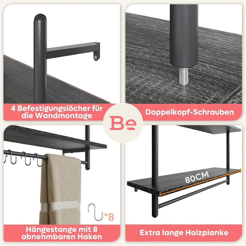 3 Tier Floating Pipe Shelving Industrial Wall
