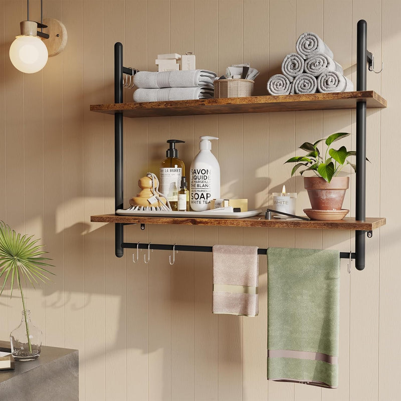 3 Tier Floating Pipe Shelving Industrial Wall
