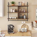 3 Tier Floating Pipe Shelving Industrial Wall