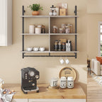 3 Tier Floating Pipe Shelving Industrial Wall