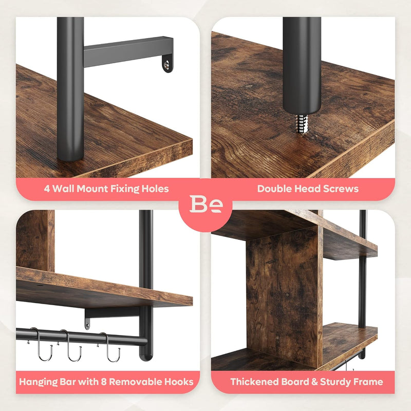 3 Tier Floating Pipe Shelving Industrial Wall
