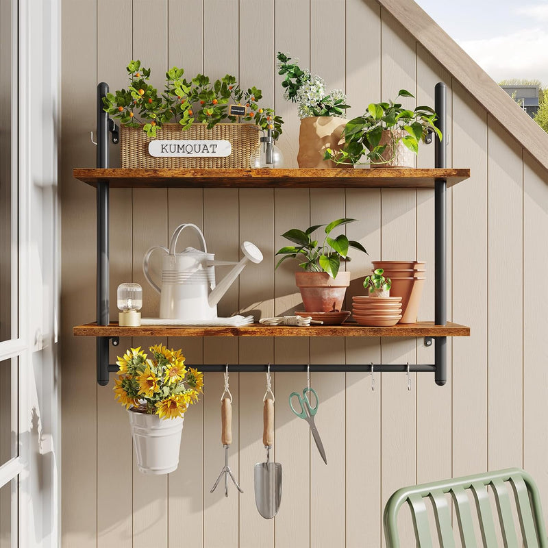 3 Tier Floating Pipe Shelving Industrial Wall