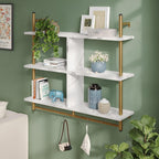 3 Tier Floating Pipe Shelving Industrial Wall