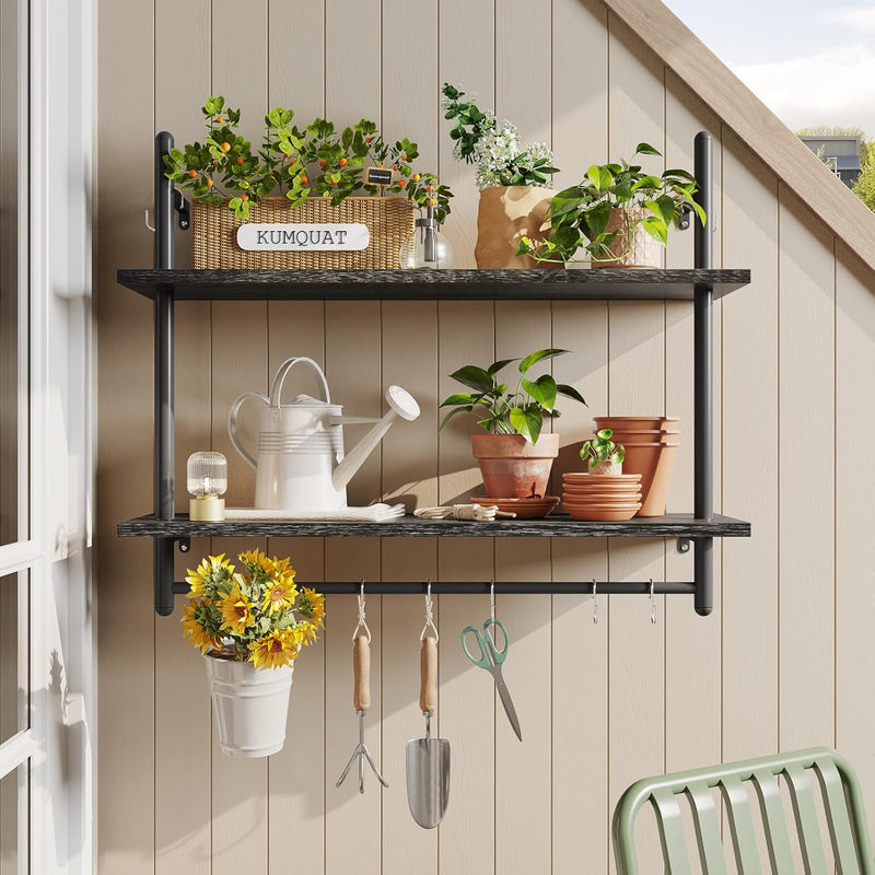 3 Tier Floating Pipe Shelving Industrial Wall