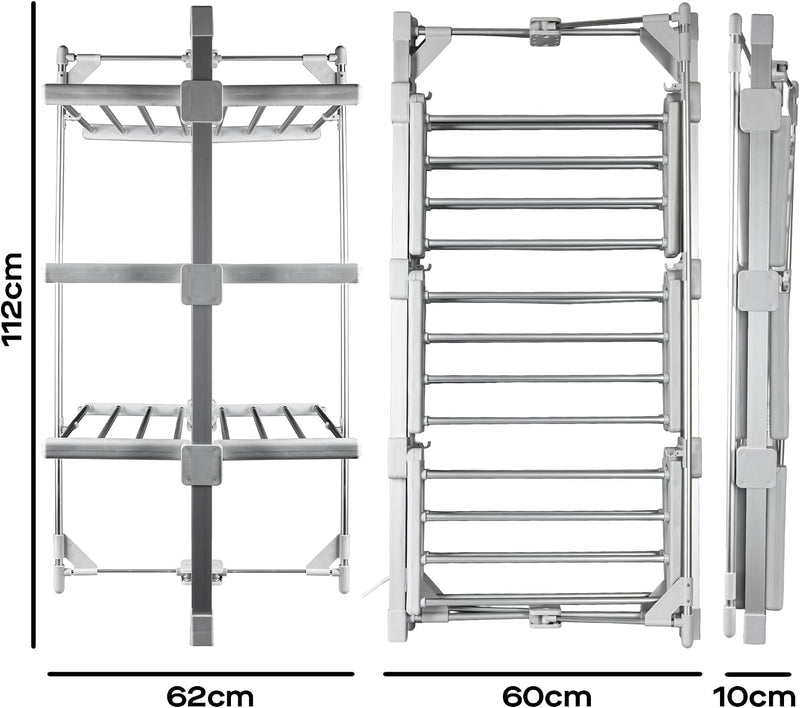 3-Tier Foldable Heated Clothes Airer with Cover