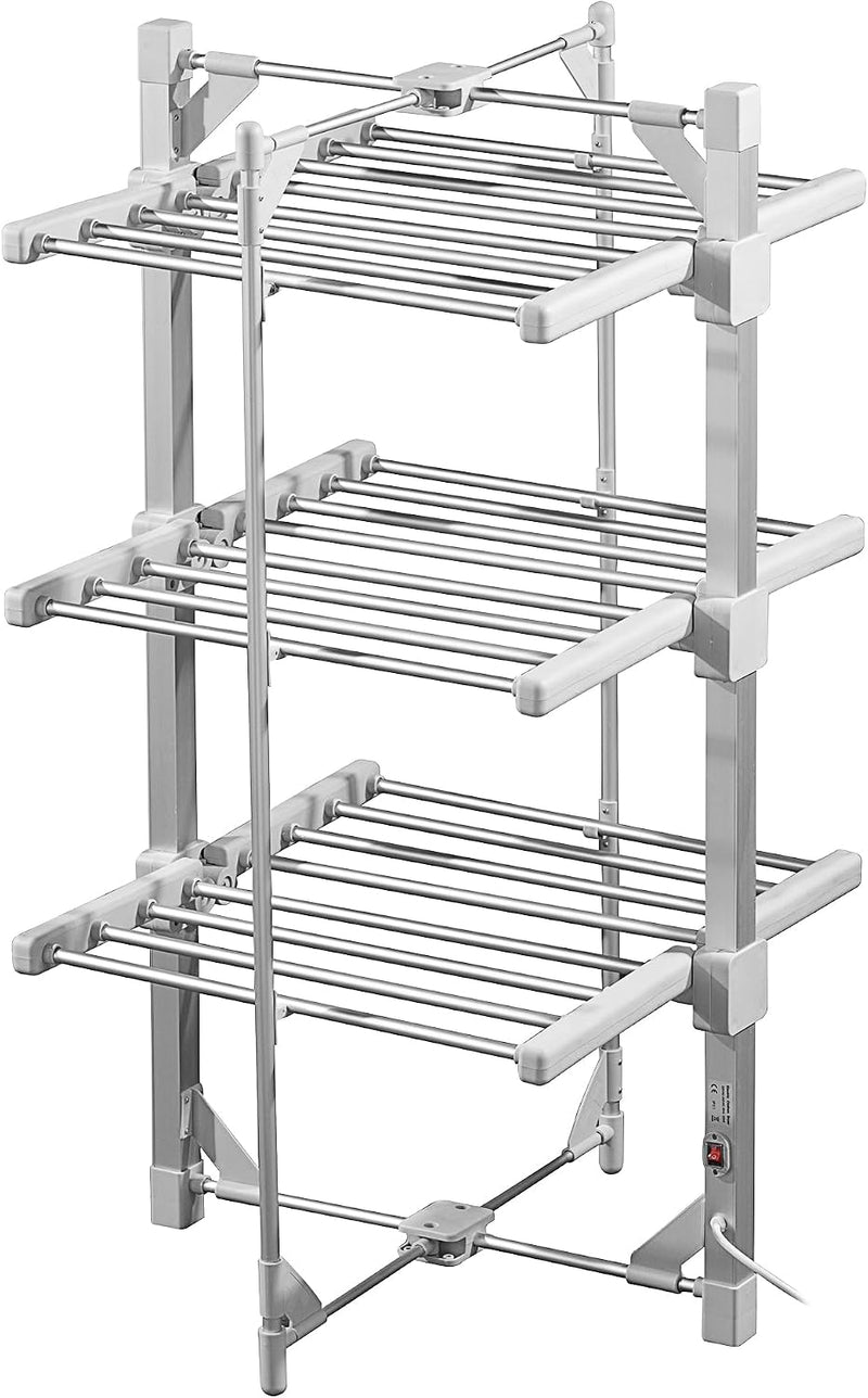 3-Tier Foldable Heated Clothes Airer with Cover