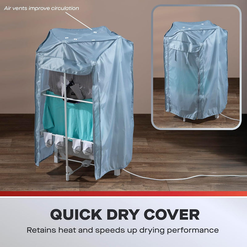3-Tier Foldable Heated Clothes Airer with Cover