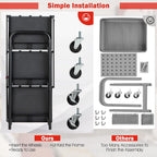 3-Tier Folding Tool Trolley Metal Frame Service Cart