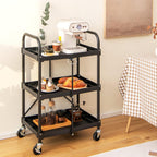 3-Tier Folding Tool Trolley Metal Frame Service Cart