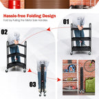 3-Tier Folding Tool Trolley Metal Frame Service Cart