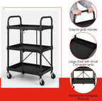 3-Tier Folding Tool Trolley Metal Frame Service Cart