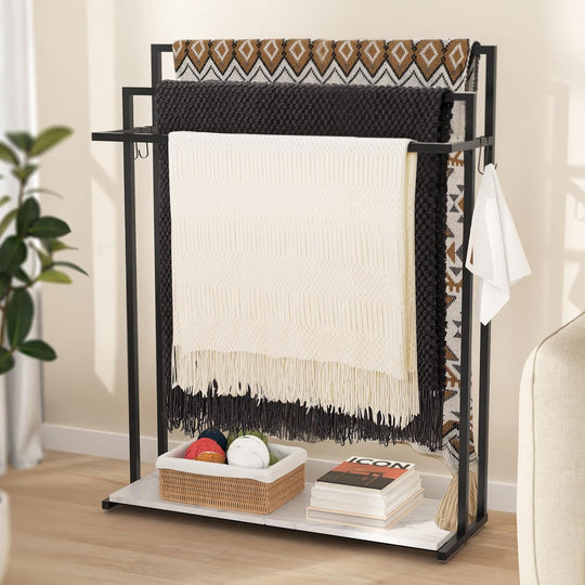 3-Tier Freestanding Towel Rail with Extra Large Marble