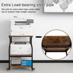 3-Tier Movable Printer Stand Table with Storage Large